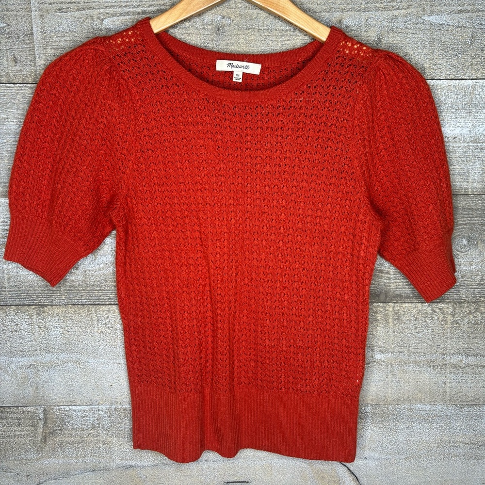Madewell orange XS wool alpaca blend short sleeve sweater top